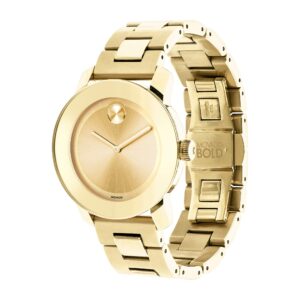 Movado Women's BOLD Iconic Metal Yellow Gold Watch with a Flat Dot Sunray Dial, Gold (Model 3600085)