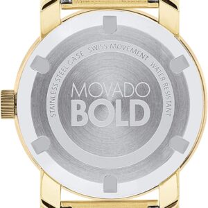 Movado Women's BOLD Iconic Metal Yellow Gold Watch with a Flat Dot Sunray Dial, Gold (Model 3600085)