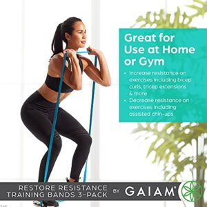 Gaiam Restore Resistance Training Workout Pull Up Bands 3 Pack - Extra-Strong Durable Progressive Resistance Exercise Loop Cords for Assisted Pull Ups and Strength Bands Training