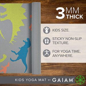 Gaiam Kids Yoga Mat Exercise Mat, Yoga for Kids with Fun Prints - Playtime for Babies, Active & Calm Toddlers and Young Children, Dino Zone, 3mm