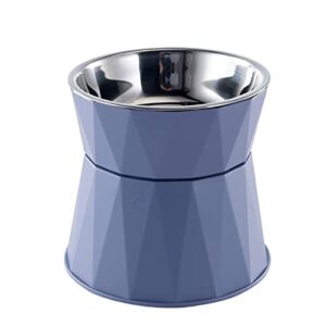 fuuie bowls for food and water stainless steel double-layer pet drinking water bottle neck food bowl (color : blue)