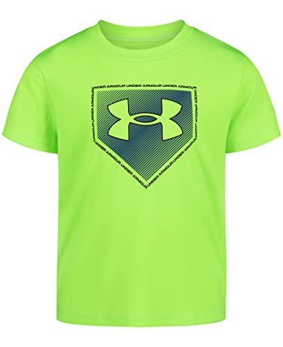 Under Armour Boys' Classic Core Logo T-Shirt, Wordmark Print & Baseball Designs, Crew Neck, Lime Surge