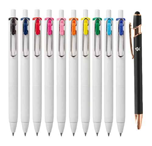 Uni-Ball One Gel Ink 0.5mm Ballpoint pen 10 Colors Set UMNS05-10C Japan import With Original Stylus Ballpoint Touch Pen