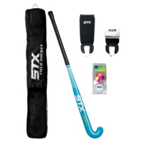 stx field hockey start pack – junior with 34″ stick, shin guards, bag & balls, black/teal (fh 962 be/34)