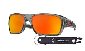 oakley turbine oo9263 926357 63m grey ink/prizm ruby polarized sunglasses for men+bundle accessory leash kit + bundle with designer iwear complimentary care kit