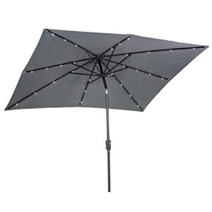 sun-ray 9’x7′ rectangular solar lighted umbrella – grey