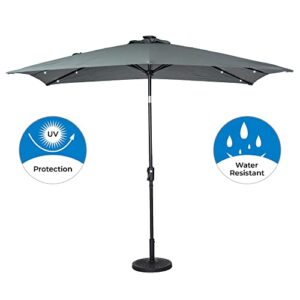 Sun-Ray 9'x7' Rectangular Solar Lighted Umbrella - Grey