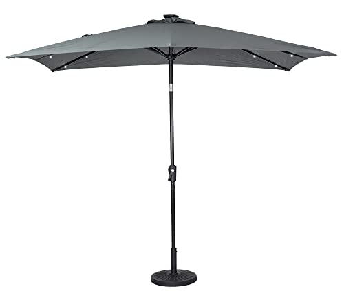 Sun-Ray 9'x7' Rectangular Solar Lighted Umbrella - Grey