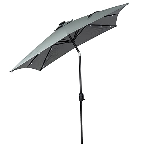 Sun-Ray 9'x7' Rectangular Solar Lighted Umbrella - Grey