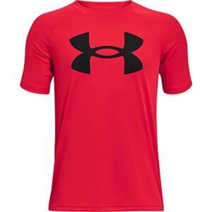 under armour boys tech big logo short sleeve t-shirt , red (600)/black , youth medium