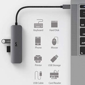 USB C to USB Hub with 100W PD, uni (Slim& Aluminum& Nylon) USB Type C to USB Adapter with Hight Speed 3*USB 3.0, USB-C Power Delivery, Thunderbolt 3 Compatible with MacBook Pro, XPS, Pixelbook