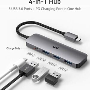 USB C to USB Hub with 100W PD, uni (Slim& Aluminum& Nylon) USB Type C to USB Adapter with Hight Speed 3*USB 3.0, USB-C Power Delivery, Thunderbolt 3 Compatible with MacBook Pro, XPS, Pixelbook