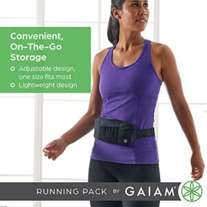 Gaiam Running Pack Accessories Storage Belt Bag for Women and Men - Adjustable Belt with Soft-Touch Fabric Pouch - Lightweight Run Belt for Exercise & Fitness, Leisure and Travel