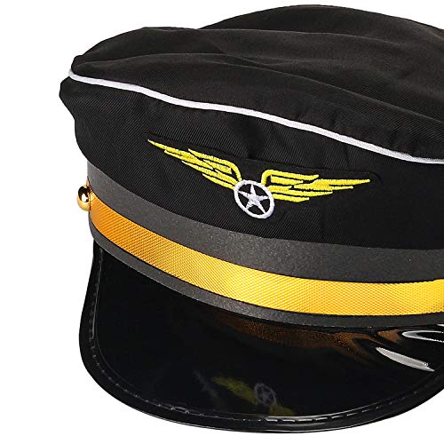 Beelittle Airline Pilot Captain Costume Kit Pilot Dress up Accessory Set with Aviator Sunglasses (Black)