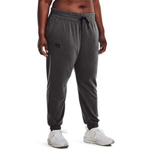 under armour womens rival terry jogger , jet gray (010)/white , 3x