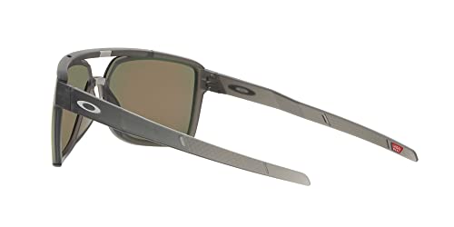 Oakley Men's OO9147 Castel Rectangular Sunglasses, Matte Grey Smoke/Prizm Ruby, 63 mm