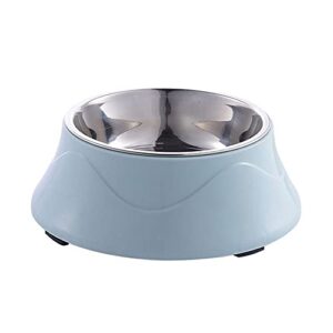 fuuie bowls for food and water stainless steel pet bowl plastic flower dog bowl cat food double water bowl feeder puppy pet supplies (color : blue)