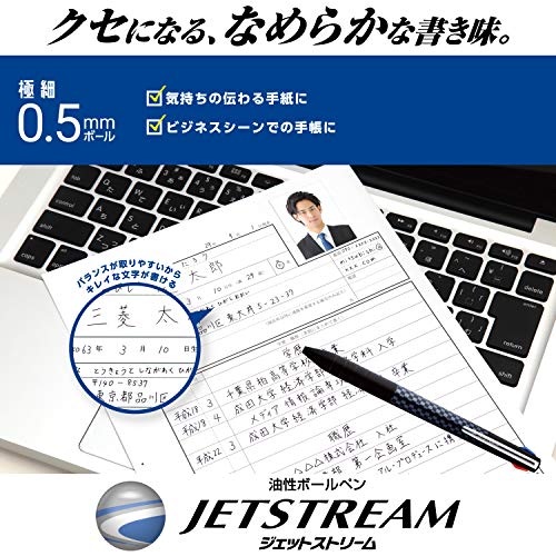 Uni Jetstream Slim Compact, 3 Colors Ballpoint Pen (Black, Red, Blue) 0.5mm, Black Body (SXE3JSS05.24)