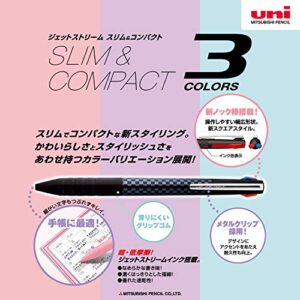 Uni Jetstream Slim Compact, 3 Colors Ballpoint Pen (Black, Red, Blue) 0.5mm, Black Body (SXE3JSS05.24)