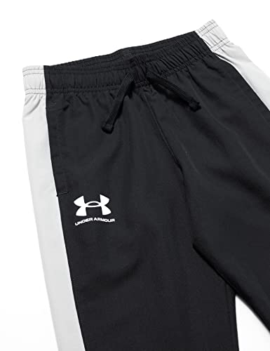 Under Armour Boys' Sportstyle Woven Pants, (002) Black/White/White, Youth Large