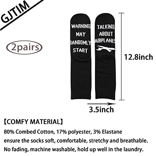 2PAIRS Funny Airplane RC Pilot Flying Gift Warning May Randomly Start Talking About Airplanes Socks (Talking About Airplanes)