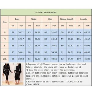 Uni Clau Women Sexy Sheer Mesh Boydcon Mini Dress See Through Patchwork Long Sleeve Zipper Skinny Clubwear Party Dress Black 2XL