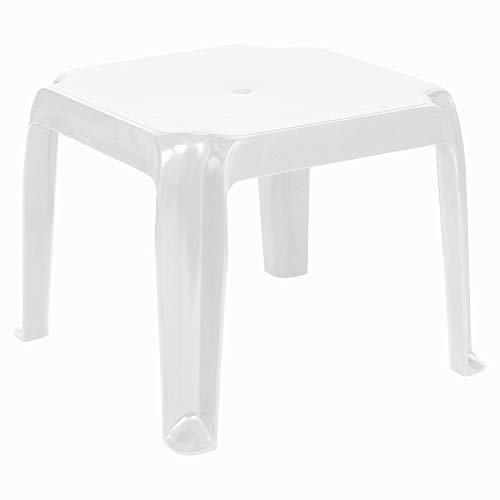 Compamia Sunray Square Resin Patio Side Table in White (Set of 2)