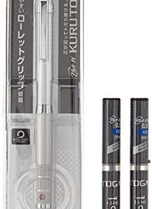 uni Mechanical Pencil Kuru Toga Roulette Model 0.5mm Silver (M510171P.26) 1set Mechanical Pencil Lead 0.5mm for Kuru Toga HB Black Case (U05203HB.24) 2set (M510171P.26+U05203HB.24)