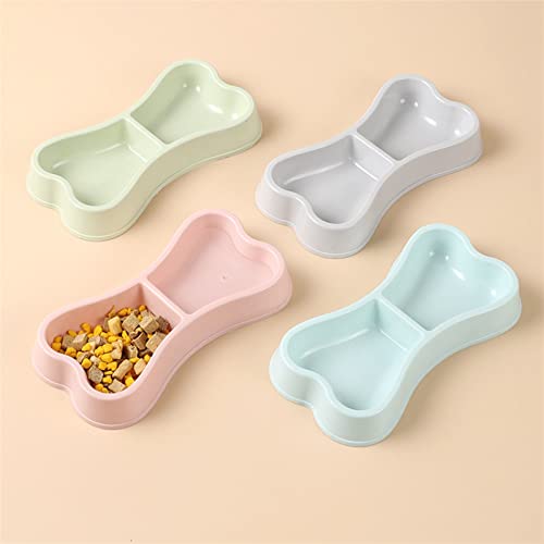 FUUIE Bowls for Food and Water Double-Bowl Feeding Bowl Drinking Device for Pets (Color : Blue, Size : 24X12.5X3.5cm)