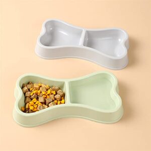 FUUIE Bowls for Food and Water Double-Bowl Feeding Bowl Drinking Device for Pets (Color : Blue, Size : 24X12.5X3.5cm)