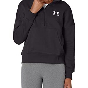 Under Armour Womens Rival Fleece Half Zip Long Sleeve Crew , (001) Black / / White , X-Large