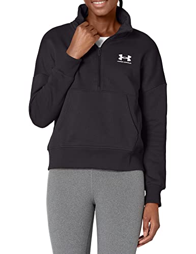 Under Armour Womens Rival Fleece Half Zip Long Sleeve Crew , (001) Black / / White , X-Large