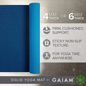 Gaiam Yoga Mat Premium Solid Color Reversible Non Slip Exercise & Fitness Mat for All Types of Yoga, Pilates & Floor Workouts, Navy/Blue, 6mm