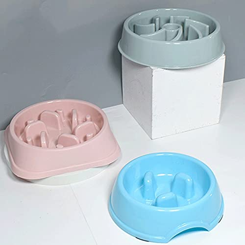 FUUIE Bowls for Food and Water Portable Pet Dog Feeding Food Bowls Puppy Slow Down Eating Feeder Dish Bowel Prevent Obesity Dogs Supplies (Color : Blue)