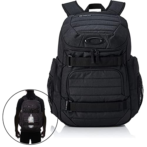 Oakley Men's 30L Enduro 3.0 Big Black Backpack for Hiking Backpacking Camping Traveling + BUNDLE with Designer iWear Collapsible Water Bottle with Carabiner