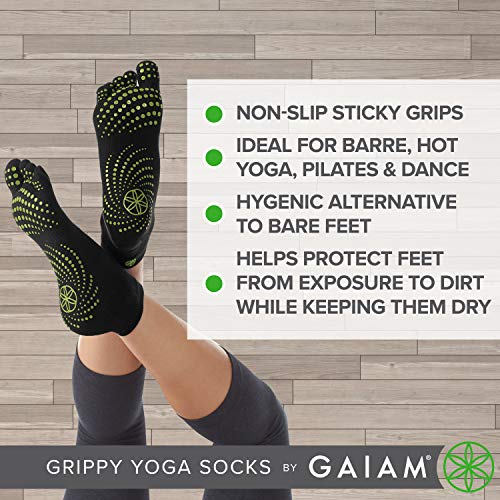 Gaiam womens Grippy Yoga Socks, Grey (M/L), One Size US