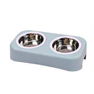 fuuie bowls for food and water double cat bowl with stand pet feeder for cats dogs stainless steel dog food water feeder puppy food container water pet product (color : blue, size : 34.5x17x8cm)