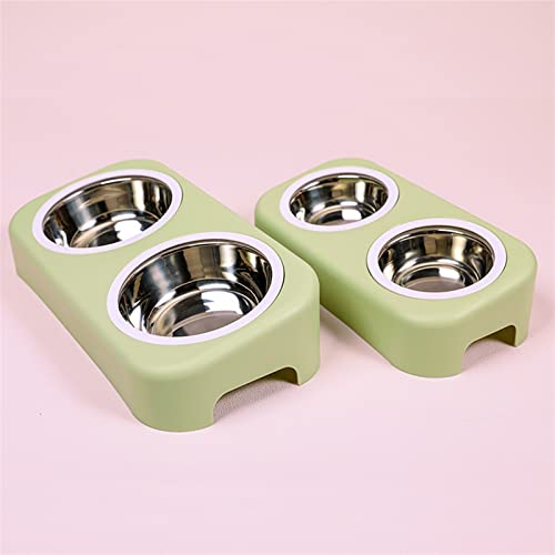FUUIE Bowls for Food and Water Double Cat Bowl with Stand Pet Feeder for Cats Dogs Stainless Steel Dog Food Water Feeder Puppy Food Container Water Pet Product (Color : Blue, Size : 34.5x17x8cm)