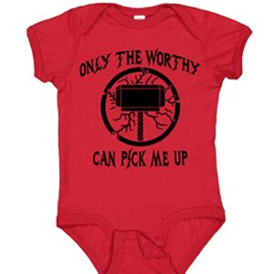 Sunray Clothing Only The Worthy Can Pick Me Up Thor Baby Onesie (12 Months, Red)