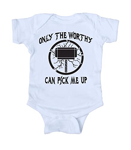 Sunray Clothing Only The Worthy Can Pick Me Up Thor Baby Onesie (12 Months, Red)