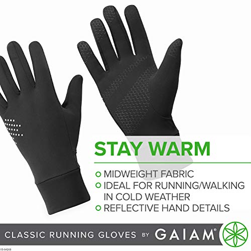 Gaiam Running Gloves Womens Classic Touchscreen Compatible - Lightweight Winter Running Gear for Women - Walking, Running, Hiking, Biking/Cycling, Workout, Exercise/Fitness (S/M)