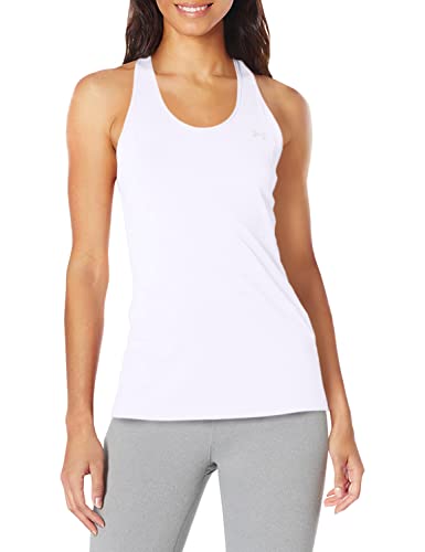 Under Armour Women's Tech Solid Tank Top , White (100)/Metallic Silver, Small