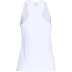 Under Armour Women's Tech Solid Tank Top , White (100)/Metallic Silver, Small