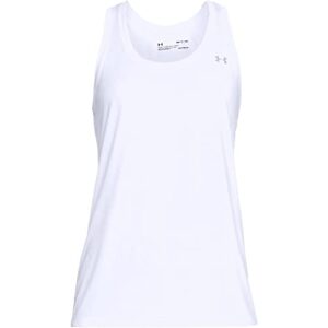 Under Armour Women's Tech Solid Tank Top , White (100)/Metallic Silver, Small