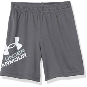 Under Armour Boys' Prototype Symbol Short, Wordmark Screen Print, Elastic Waistband, Pitch Gray S21, 7