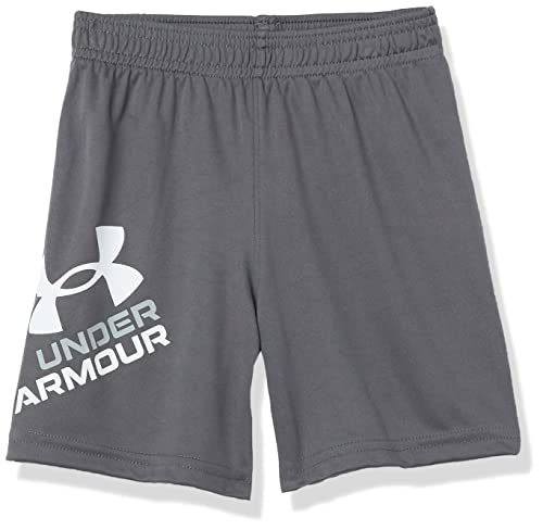 Under Armour Boys' Prototype Symbol Short, Wordmark Screen Print, Elastic Waistband, Pitch Gray S21, 7