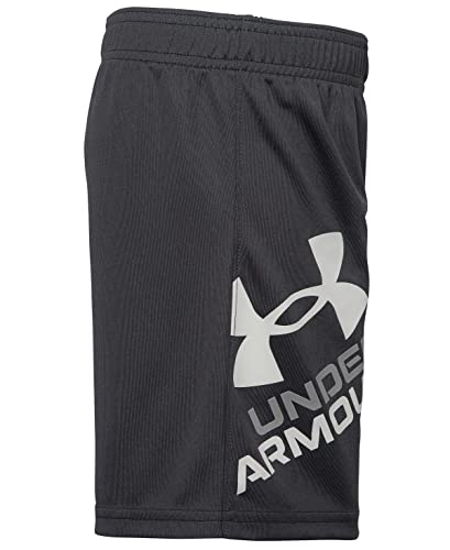 Under Armour Boys' Prototype Symbol Short, Wordmark Screen Print, Elastic Waistband, Pitch Gray S21, 7