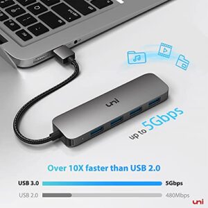 USB Splitter for Laptop 4-Port, uni Ultra-Slim USB 3.0 Hub, Multiple USB Port Expander Compatible with Keyboard and Mouse Adapter, PC, MacBook Air, Mac Pro, iMac, Surface Pro, Flash Drive, Mobile HDD