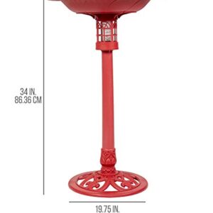 Sun-Ray 811011 Solar Lighted Bird Bath, Red