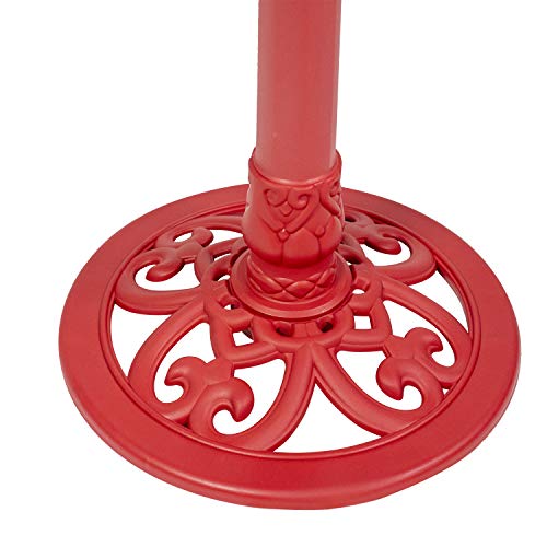 Sun-Ray 811011 Solar Lighted Bird Bath, Red